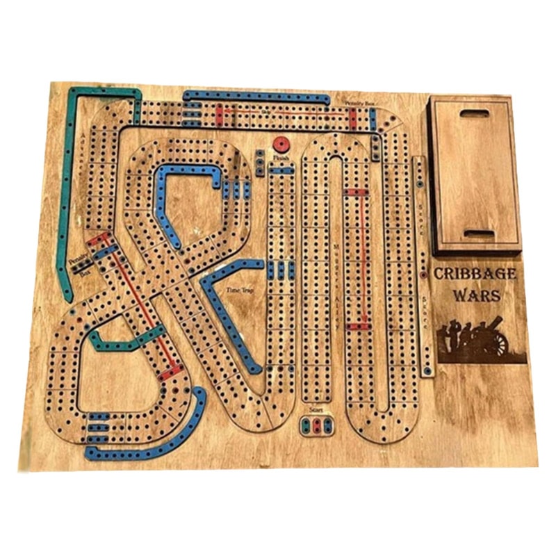 Wood Ornament Traditional Cribbage Board Game Set Classic Wooden Design For Adults Kids 0
