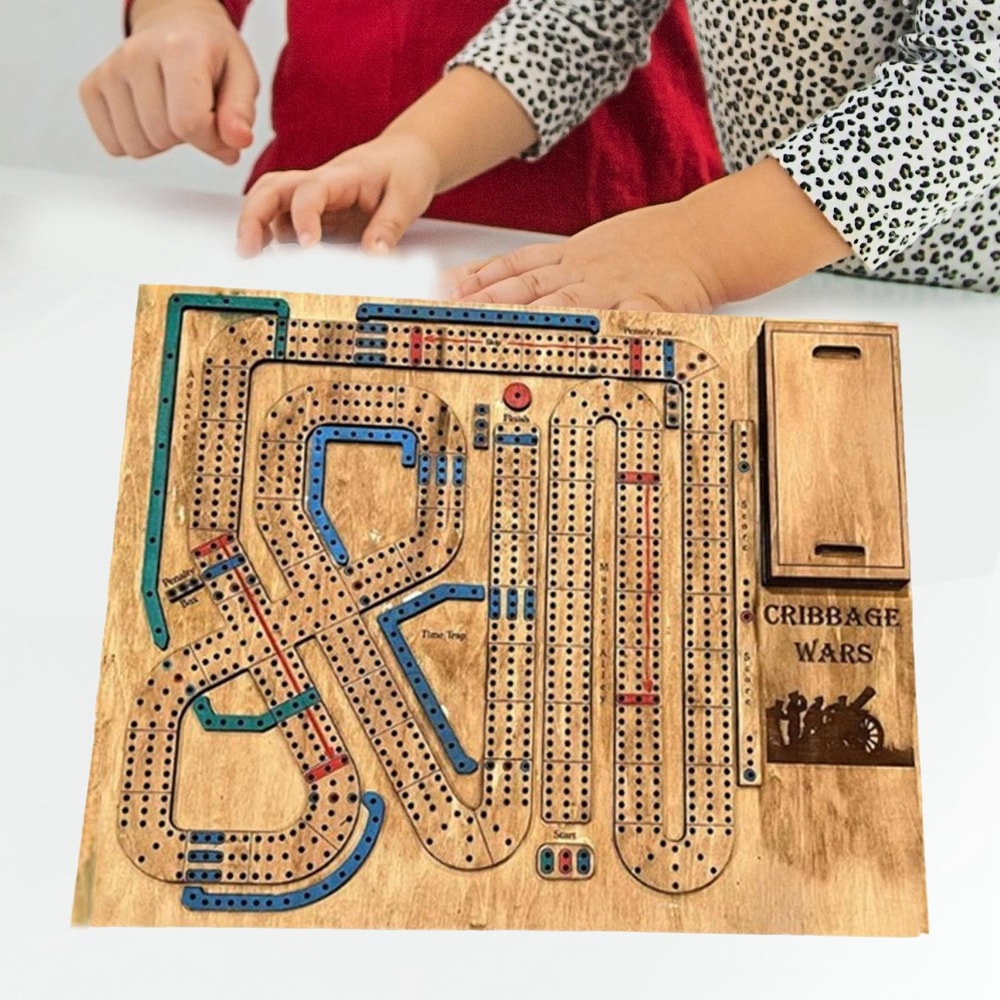 Wood Ornament Traditional Cribbage Board Game Set Classic Wooden Design For Adults Kids 1