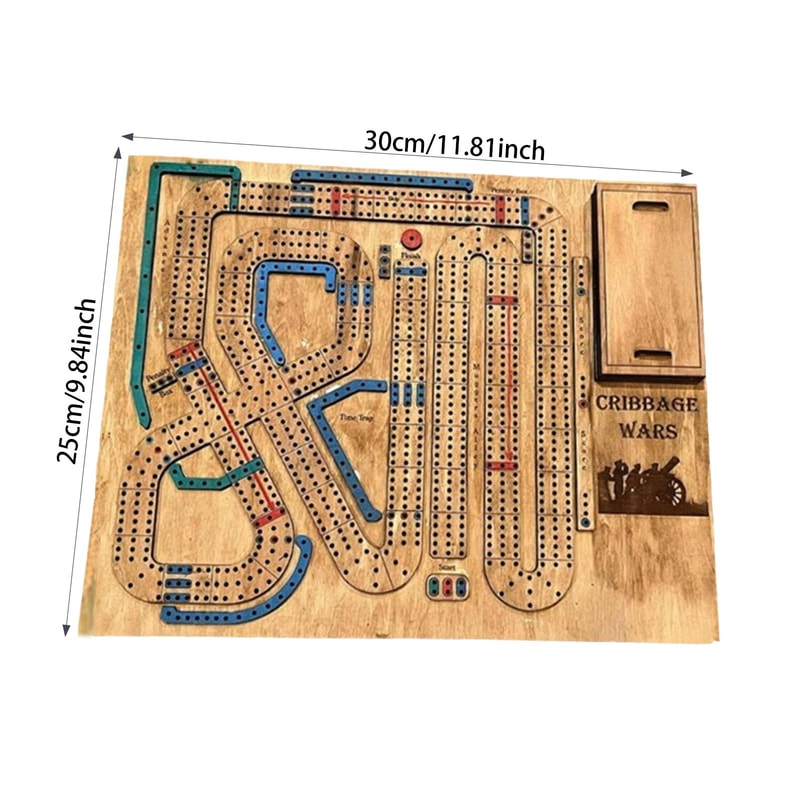 Wood Ornament Traditional Cribbage Board Game Set Classic Wooden Design For Adults Kids 3
