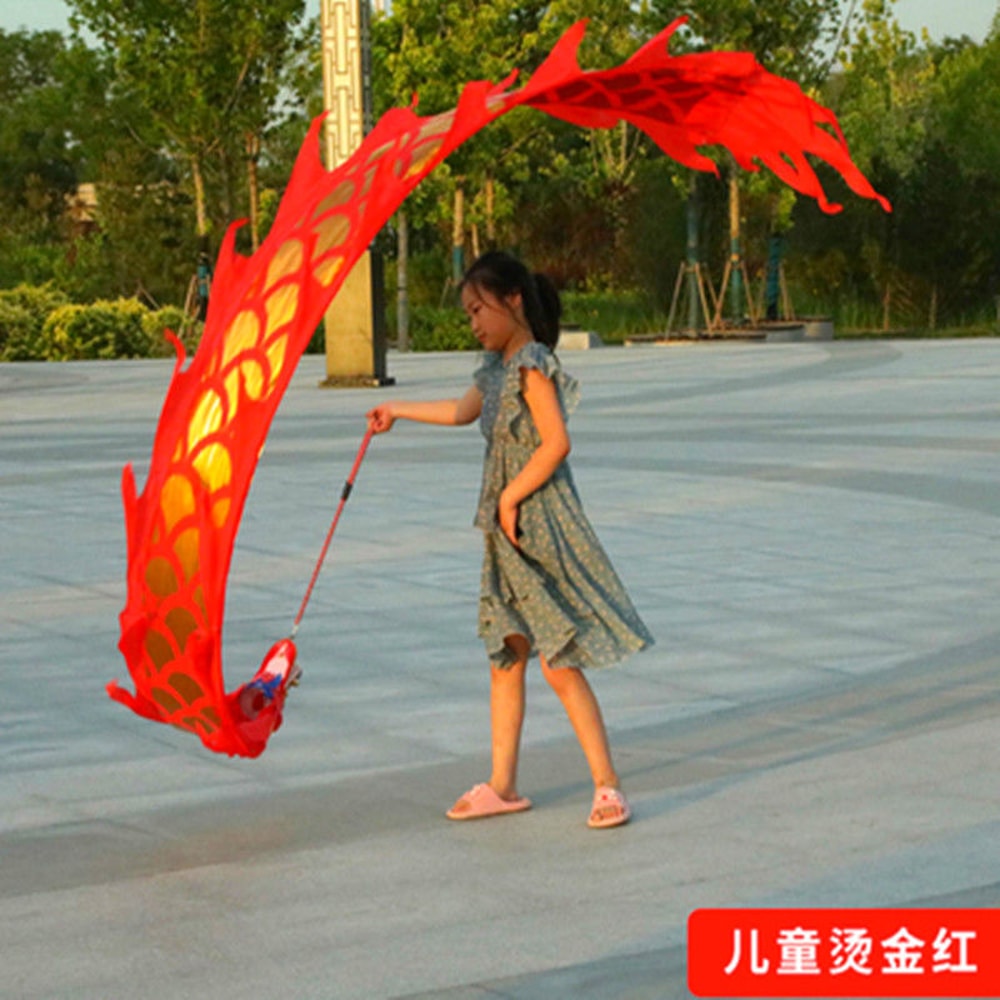 Lightning Dragon Dance Set With Head Traditional Ribbon Dance Prop Folk Performance Square Set For