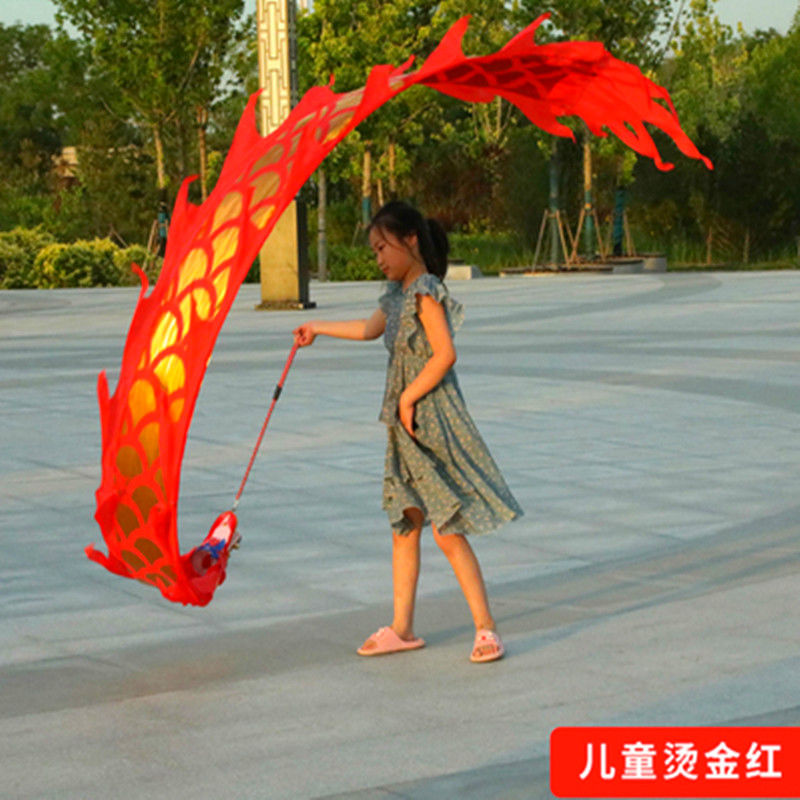 Lightning Dragon Dance Set With Head Traditional Ribbon Dance Prop Folk Performance Square Set For