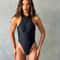 Zipper One Piece Swim Suit Women Swimwear Surfing Bodysuit High Leg Swim Suit Cutout Bathing Suit B 5