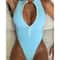 Zipper One Piece Swim Suit Women Swimwear Surfing Bodysuit High Leg Swim Suit Cutout Bathing Suit B 6