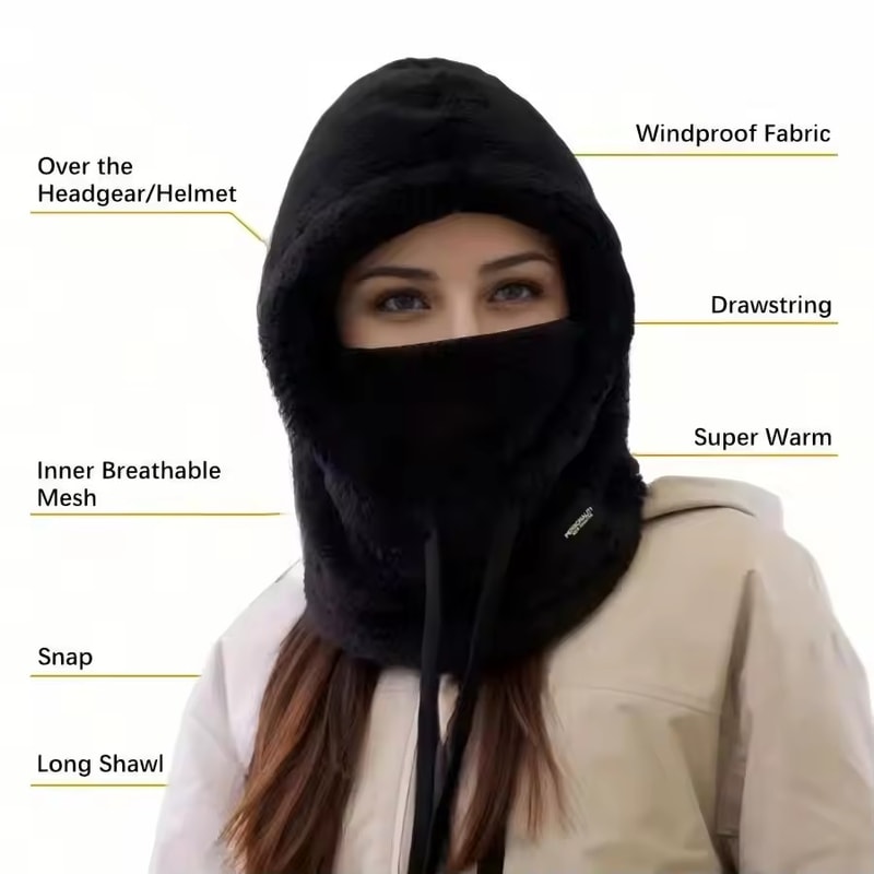 Warm Thermal Windproof Balaclava Ski Hood Motorcycle Face Cover Polar Fleece Adjustable Cycling Nec 1