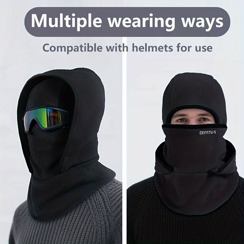 Winter Outdoor Warm Hat With Integrated Head Cover Twolayer Balaclava Hat Perfect For Cold Weather 2