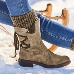 women winter mid-calf boots, thigh high fashion snow boots, warm winter shoes for ladies, stylish & cozy snow boots