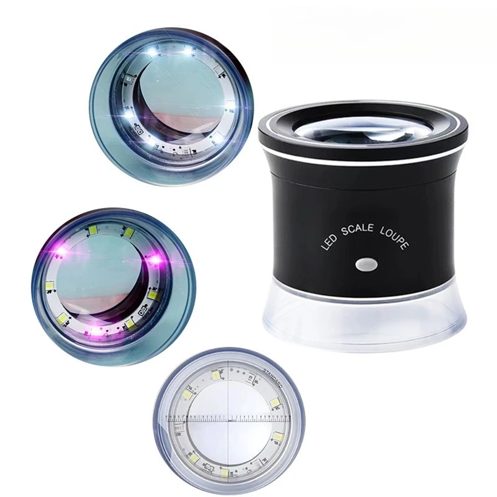 Portable Cylinder Rechargeable Magnifier, LED UV Light with Angle Scoring Plate, Cross Scoring Plate for Jewellery
