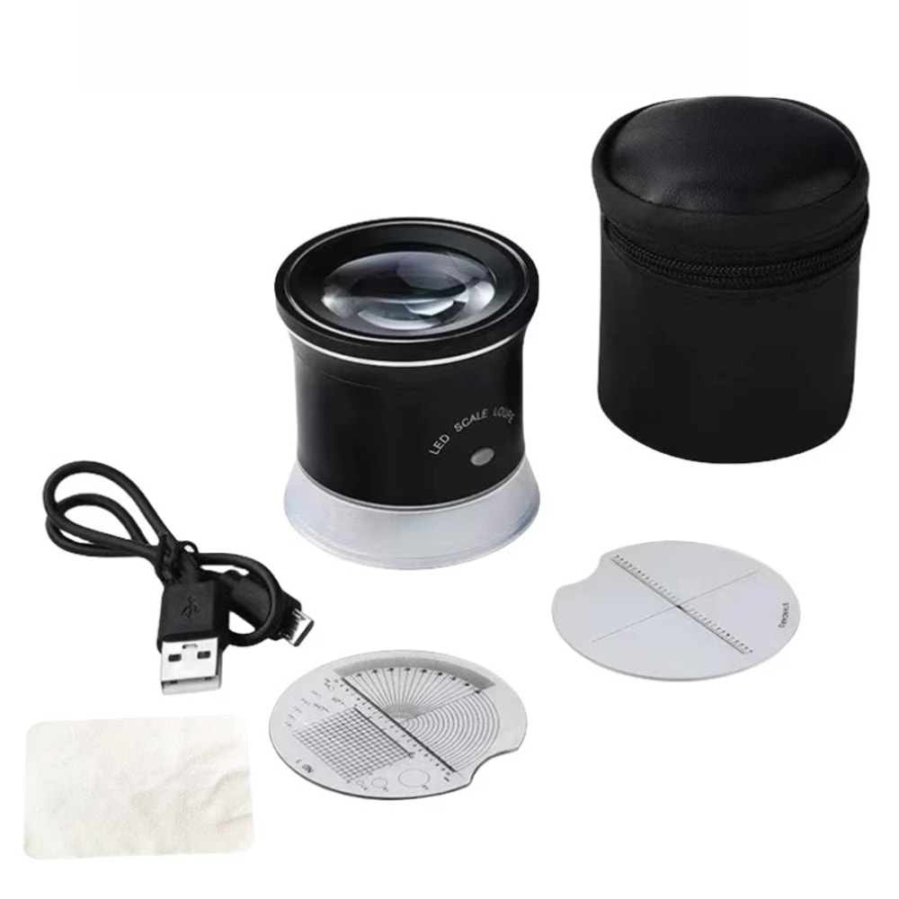 Portable Cylinder Rechargeable Magnifier, LED UV Light with Angle Scoring Plate, Cross Scoring Plate for Jewellery