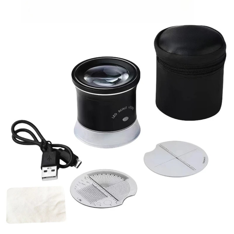 Portable Cylinder Rechargeable Magnifier, LED UV Light with Angle Scoring Plate, Cross Scoring Plate for Jewellery