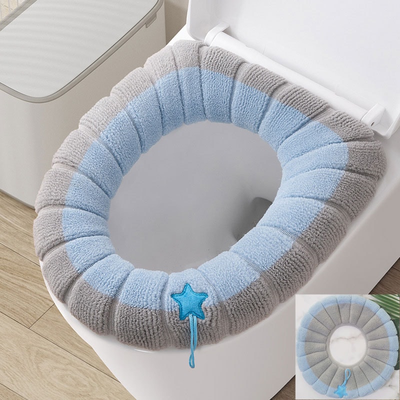 Winter Bathroom Cushion Warm Toilet Seat Cover Mat Soft Washable Toilet Pad With Handle Thicker Too 5