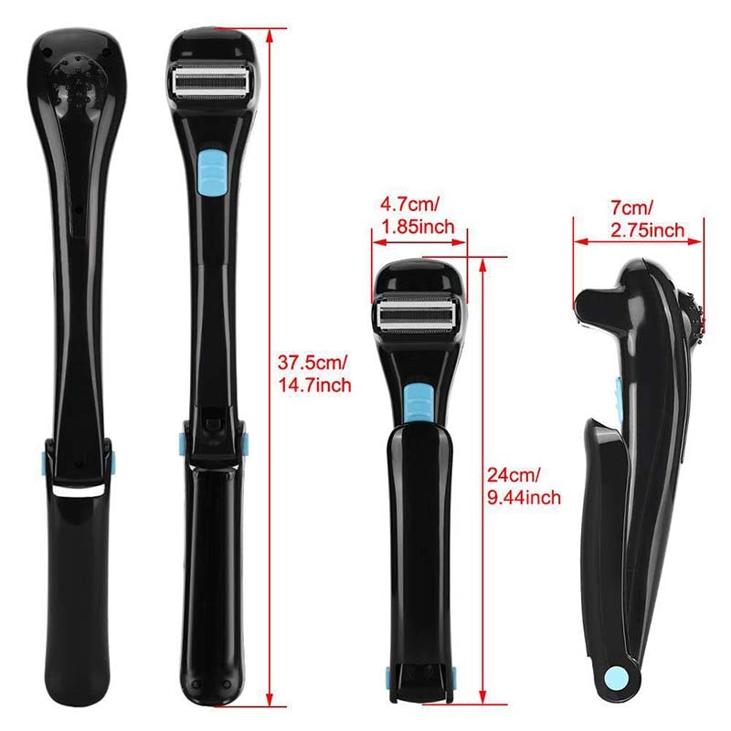 High Quality Folding Back Shaver for Men, Body Groomer Trimmer, Back Hair Removal Razor, Long Handle Safety Razor