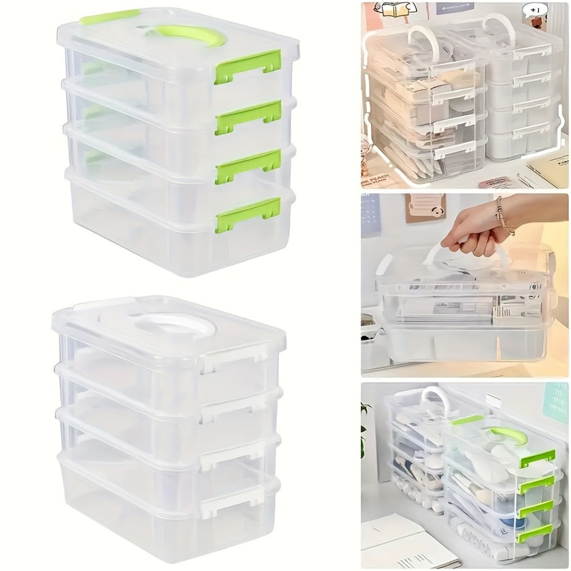 Stackable Transparent Plastic Storage Box Covers Partitioned Drawer Storage Boxes For Organizing 2