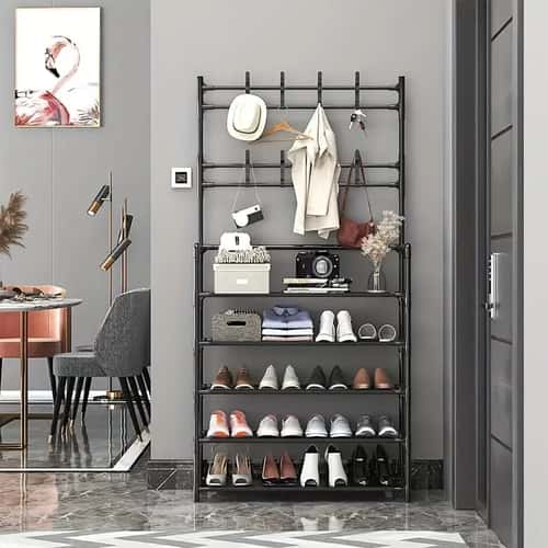 Hallway Clothes Hanger, Shoe Rack for Jackets, Hats, Bags, and Umbrellas at the Entrance, Perfect Storage Solution