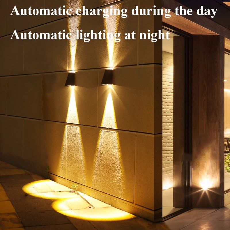 Water proof Solar Outdoor Wall Light, Up-down Bidirectional Lighting, Garden Decoration for Exterior Walls