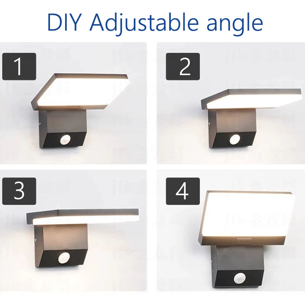 Waterproof Motion Sensor Wall Light Auto OnOff Adjustable Angle Aluminum Alloy Lighting For Door En 2