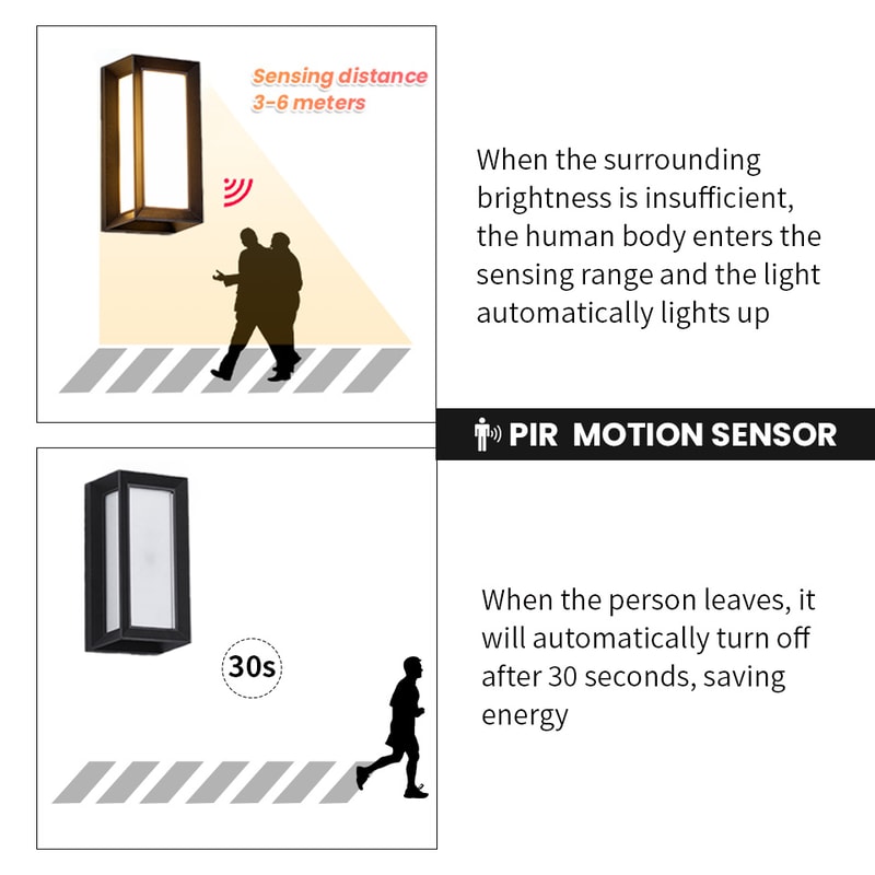 LED Wall Lamp Outdoor, Lamp Presence Sensor, Waterproof, Garden Porch Balcony Wall Light
