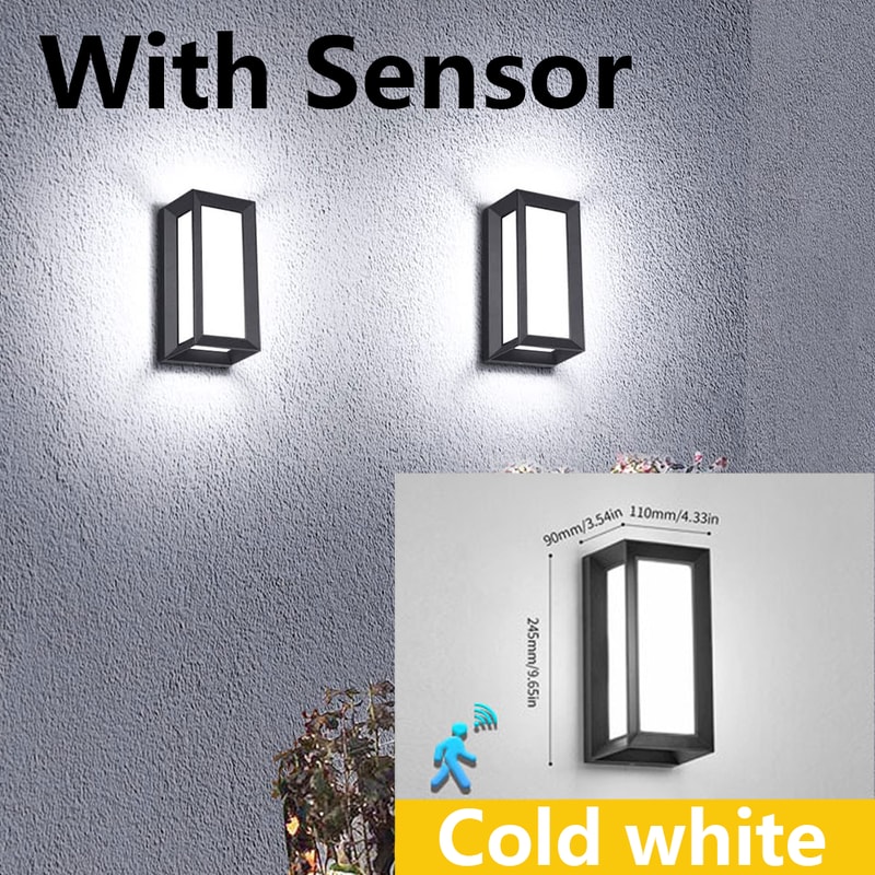 LED Wall Lamp Outdoor, Lamp Presence Sensor, Waterproof, Garden Porch Balcony Wall Light