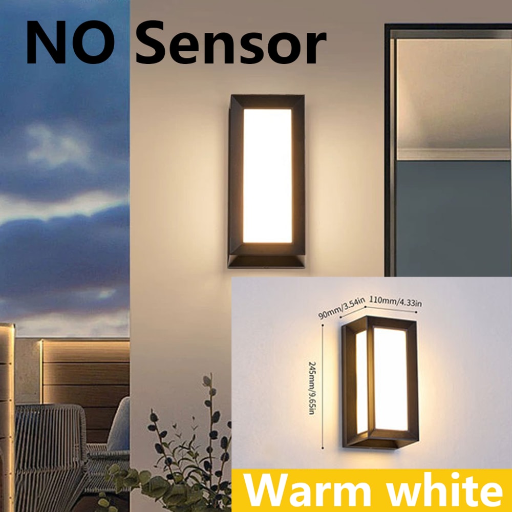 LED Wall Lamp Outdoor, Lamp Presence Sensor, Waterproof, Garden Porch Balcony Wall Light