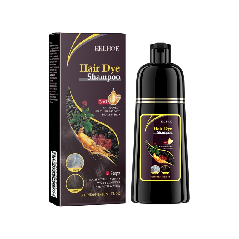 Brown Hair Dyeing Shampoo, Lasting Coloring & Deeply Nourishing, Reduces Breakage, Promotes Scalp Health