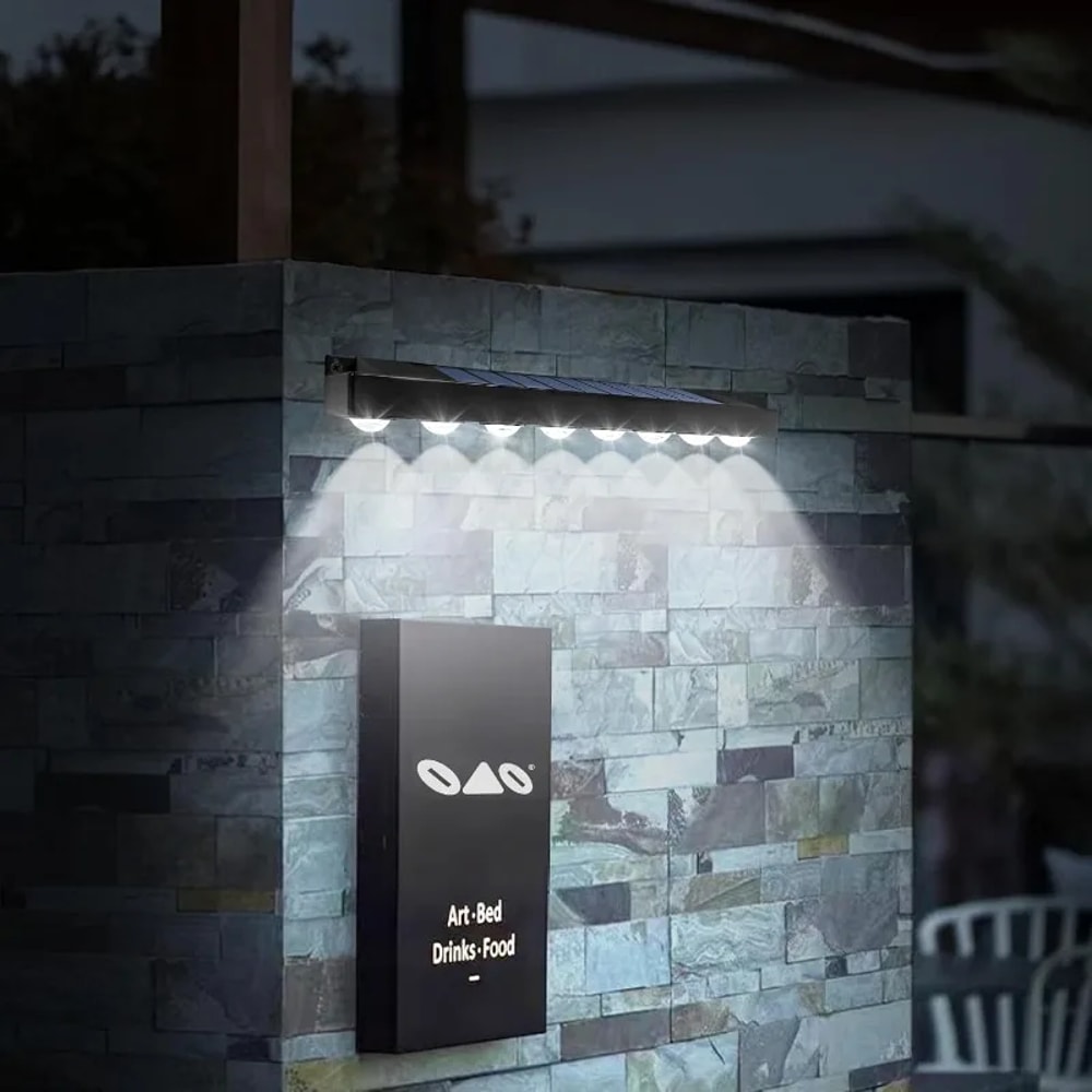 Solar Wall Light, Outdoor Waterproof Garden Decor, Balcony Staircase Fence Lamp, Solar Powered Sign Lighting