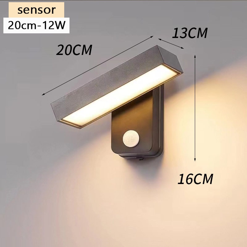 LED Outdoor Wall Lamp IP65 Motion Sensor Waterproof Rotatable Porch Light Villa Entrance Courtyard 8