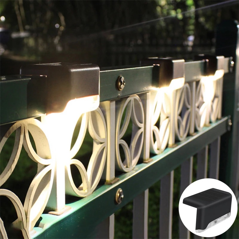 Solar Deck Light, Waterproof Outdoor Solar Power Garden Lamps, Railing, Stairs, Step, Fence, Yard, Patio Pathway