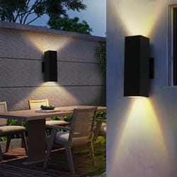 outdoor wall light, waterproof up & down bulb wall sconce, black aluminum exterior light, durable & stylish