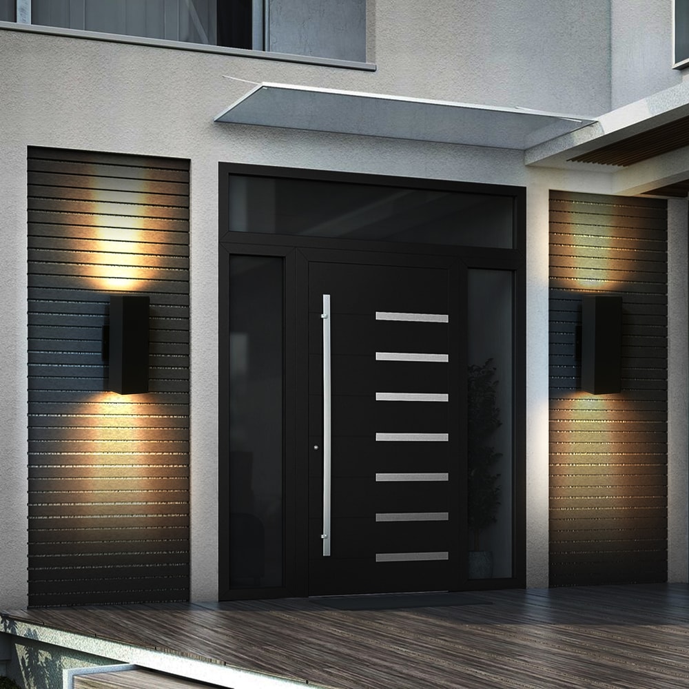 Outdoor Wall Light, Waterproof Up & Down Bulb Wall Sconce, Black Aluminum Exterior Light, Durable & Stylish