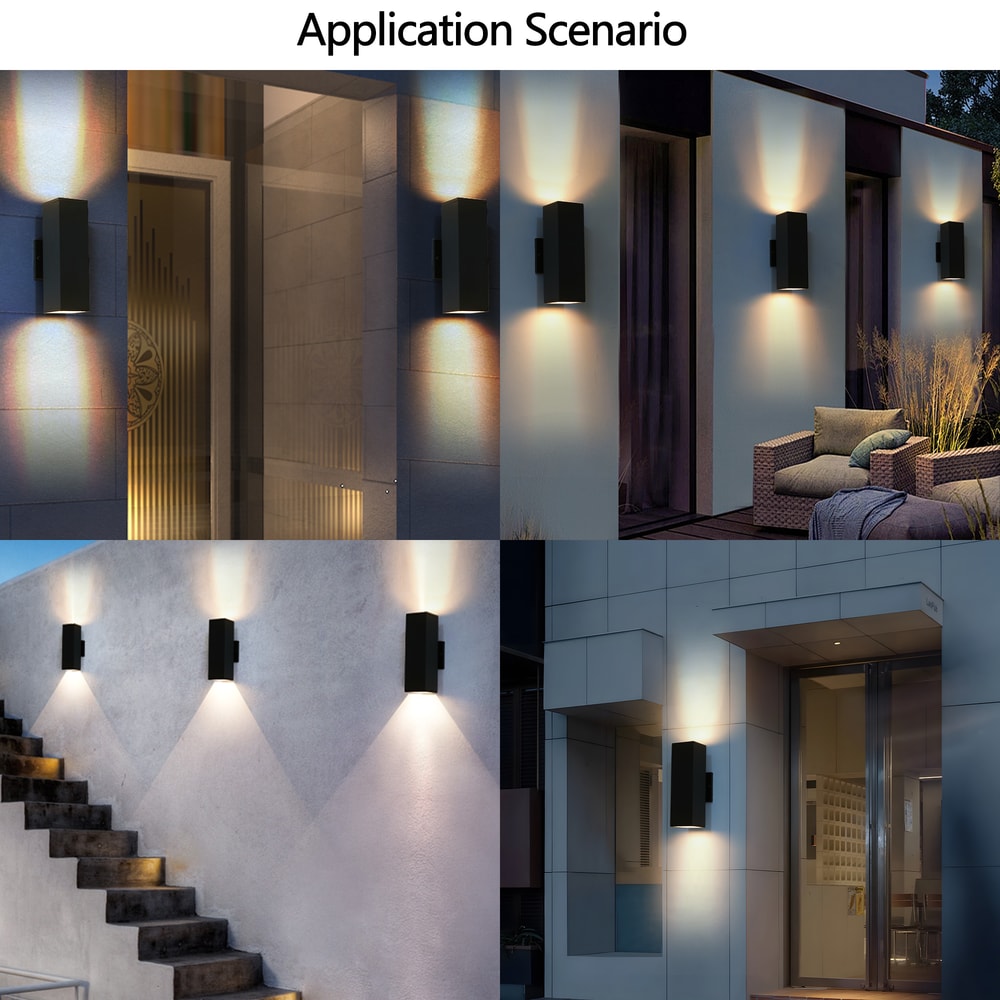 Outdoor Wall Light, Waterproof Up & Down Bulb Wall Sconce, Black Aluminum Exterior Light, Durable & Stylish