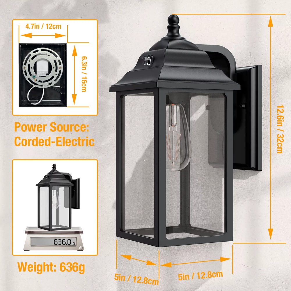 Outdoor Lights Fixture, Wall Sconce Porch Lights, Outdoor Wall Lantern for Exterior House, Garage, Patio Lights - Black