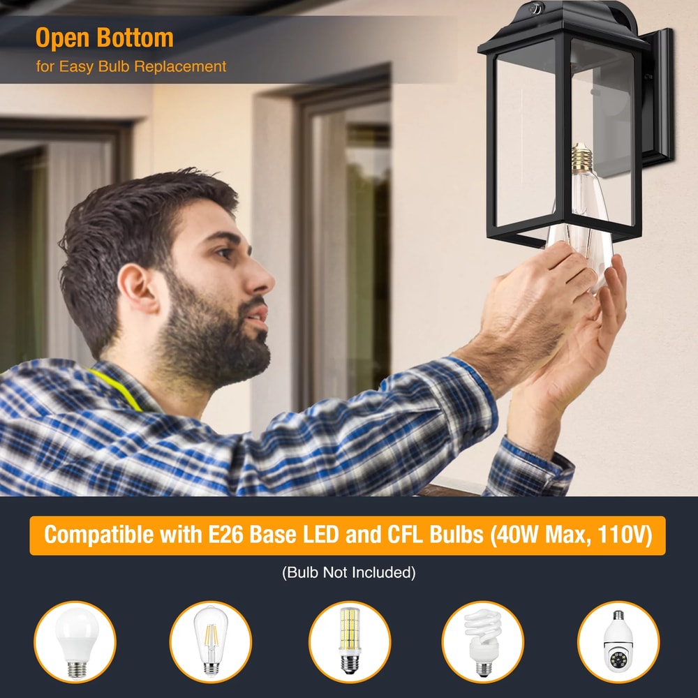 Outdoor Lights Fixture, Wall Sconce Porch Lights, Outdoor Wall Lantern for Exterior House, Garage, Patio Lights - Black