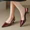 Summer Women Dress Shoes Patent Leather Slip On Pointed Toe Sandals Buckle Sling Backs Mid Heels Pu 0