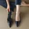 Summer Women Dress Shoes Patent Leather Slip On Pointed Toe Sandals Buckle Sling Backs Mid Heels Pu 1
