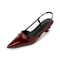 Summer Women Dress Shoes Patent Leather Slip On Pointed Toe Sandals Buckle Sling Backs Mid Heels Pu 2