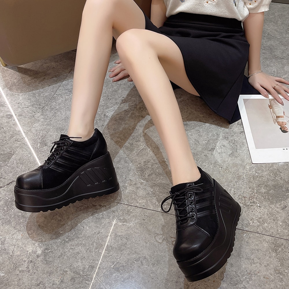 Big Size Black Design Female Goth Platform Fashion Cosplay Wedges High Heels Women Pumps Street Sne 0