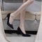 Fashion Women Shoes Sexy Black High Heels Sharp Pointed Suede Pumps Elegant Shallow Mouth Etiquette 1