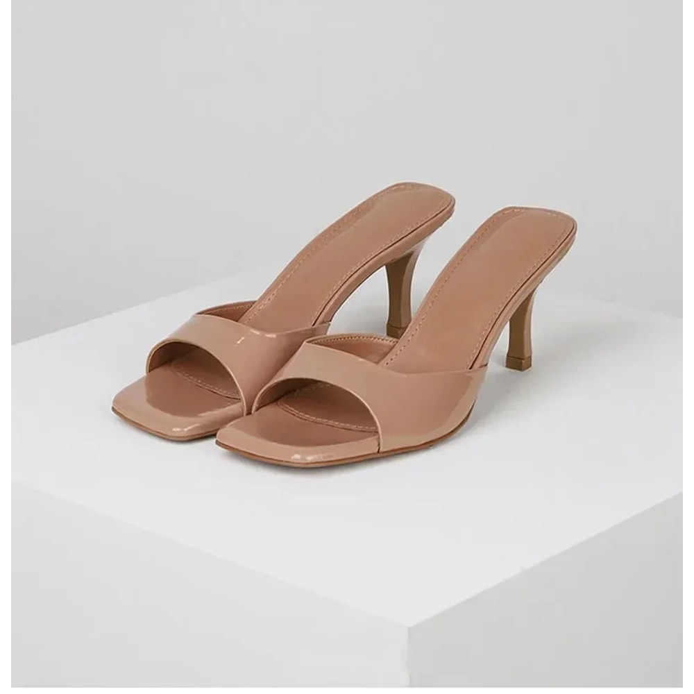 High Heels Women Slippers Elegant Summer Shoes Designer Sandals Casual Square Toe Slippers For Wome 2