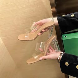 summer women pumps sandals, open toe pvc jelly slippers, transparent perspex high heels, clear sandals for women