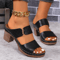 Women Summer Light Weight Hollow Sandals High Heels Chunky Open Toe Slippers Casual Slingback Slide 3