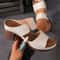 Women Summer Light Weight Hollow Sandals High Heels Chunky Open Toe Slippers Casual Slingback Slide 4
