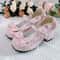 Lolita Style Cute Round Head Jane Pumps With Bow Womens Sweet Party Dress Midi Heels Fashion PU San 1