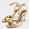 Gold Patent Leather Ankle Buckle High Heeled Sandals Sexy Square Toe Open Toe High Heels Womens Sum 4