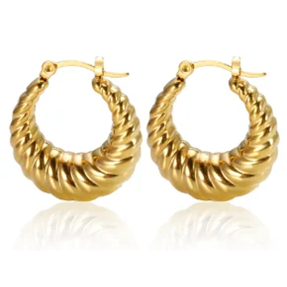 Luxury Shiny Zircon Hoop Earrings For Women Trendy Golden Stainless Steel Earrings Geometric Circle 2