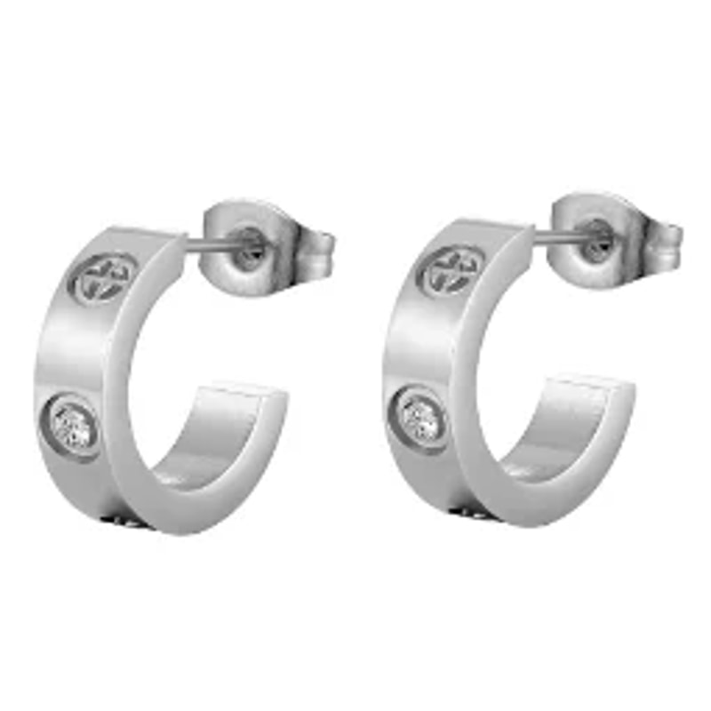 Luxury Shiny Zircon Hoop Earrings For Women Trendy Golden Stainless Steel Earrings Geometric Circle 5