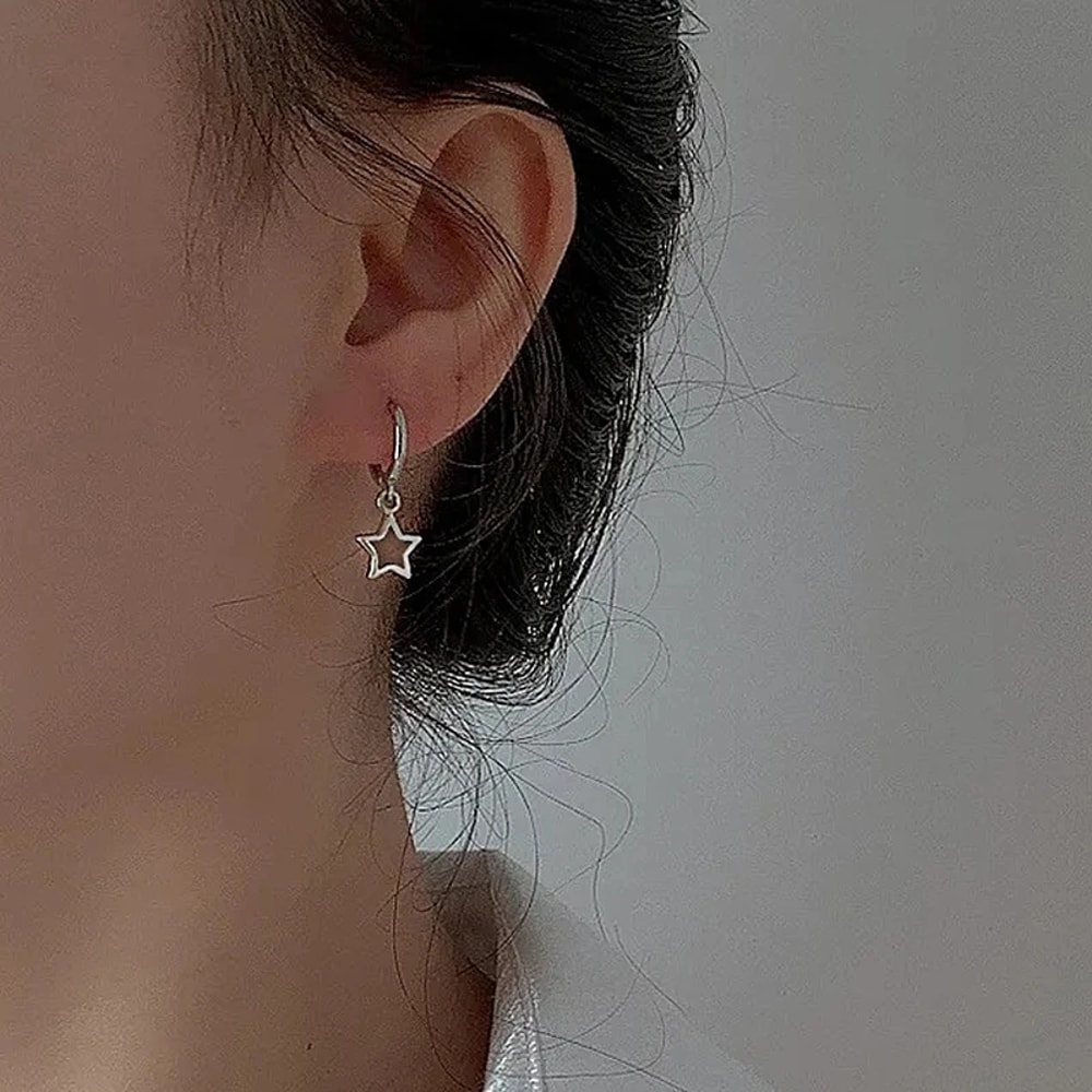 Creative Star Hoop Earrings Fashion Simple Earrings Cute Mini Little Star Gifts For Women Holiday J 3