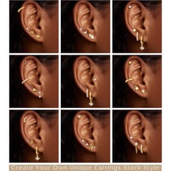 surgical stainless steel earrings for women, dainty flat back earring stud hoop, cartilage earrings for sensitive ears