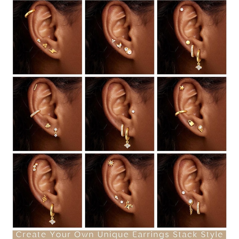 Surgical Stainless Steel Earrings For Women Dainty Flat Back Earring Stud Hoop Cartilage Earrings F 0