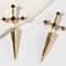 Hip Hop Cross Sword Stud Earrings For Women Classic Crystal Stone Jewelry Silver Ox Gold Black Colo 2