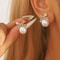 Womens Silver Needle Bow Earrings Studded With Diamond Pearl Highend Fashionable And Refreshing Des 0