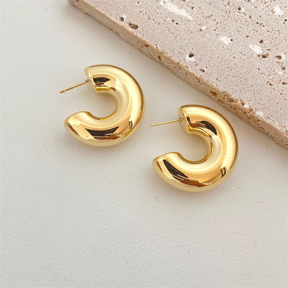 Vintage Drop Earrings For Women Gold Plated Stainless Steel Thick Teardrop Earring Statement Weddin 0